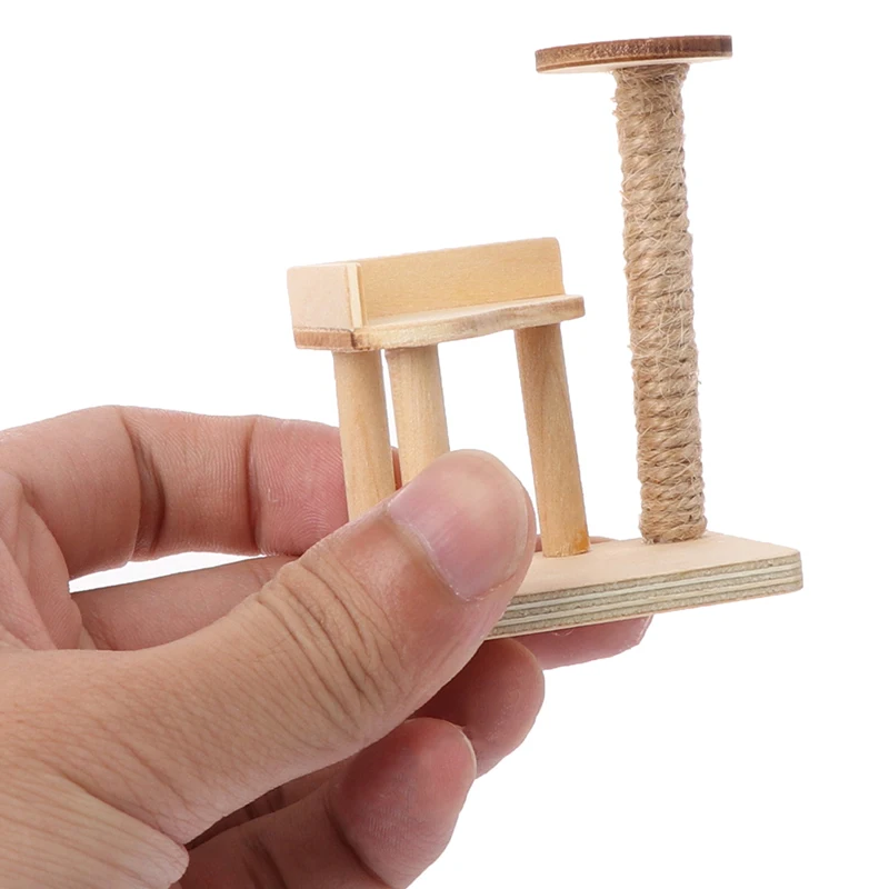 Casa de muñecas en miniatura de madera, accesorios de decoración, modelo de marco de escalada, gato, 1:12, gran oferta, 1 ud.