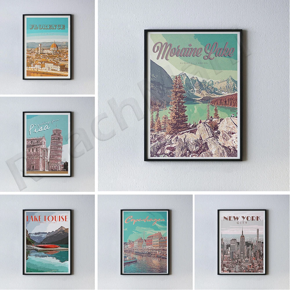 Venice Italy,Banff Retro,Lake Louise,New York ,Moraine Lake Retro Travel Poster
