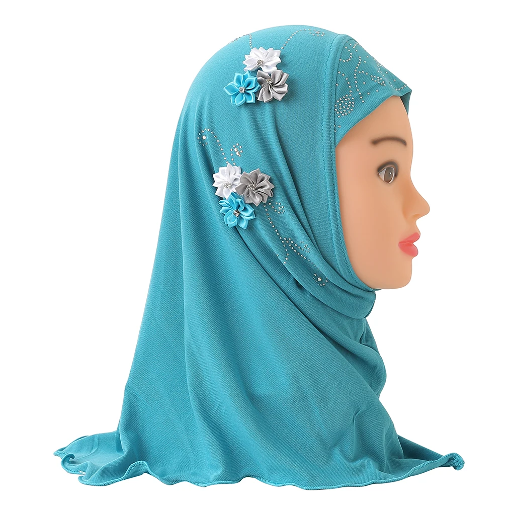 Une pièce Amira Hijab musulman enfants filles Hijabs fleur tête écharpe châle enveloppement islamique chapeau prière foulard arabe chapeaux casquette Hijab