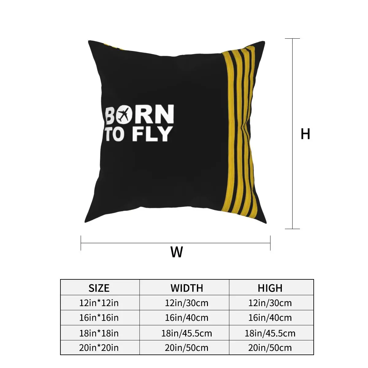 Born To Fly Captain Stripes Square Pillow Case Pilot Air Fighter Cushion Covers Funny Zippered Decor Pillowcase for Bed 18'