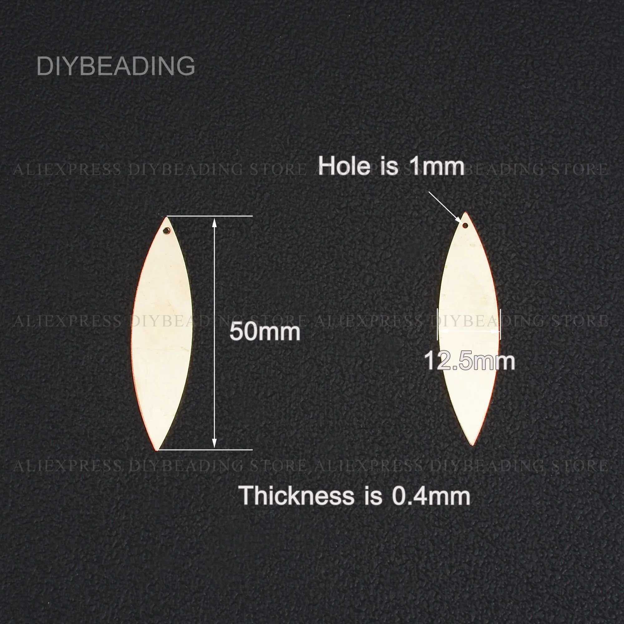 20-1000 Pcs Brass Blank Stamping Charm for Earring Jewelry Making Long Marquise Shape Pendant Component Finding Lots Wholesale