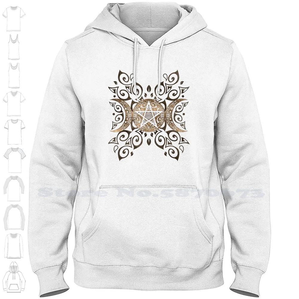 Triple Moon Goddess Pentagram Ornament 100% Cotton Hoodie T-Shirt Triple Goddess Pentagram Mother Crone Triple Moon Magic