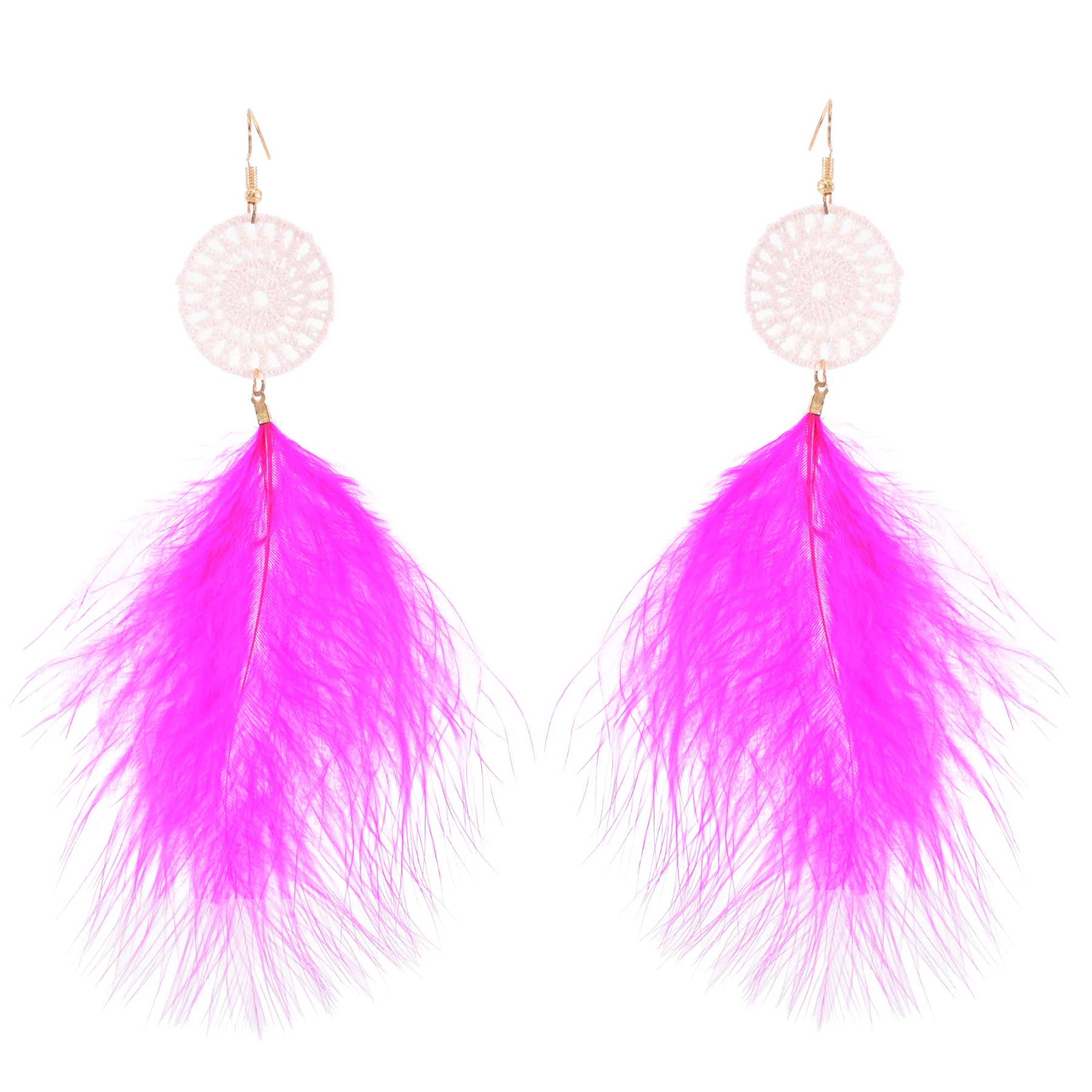 8 Colors Bohemian Feather Drop Earrings for Women White Red Purple Pink Feather Earrings Winter Holiday Party Jewelry Gift