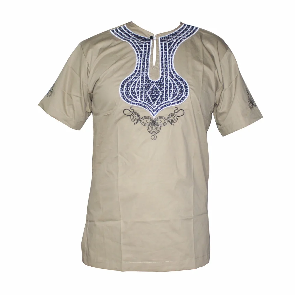 рубашка мужская Embroidered Slim Dashiki Muslim T-Shirts Ankara New Design Traditional African Clothings Wholesale kurta men