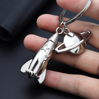 Cute Metal Rocket Pendant Key Chain Car Space Astronaut Keychain Universe Stars Key Ring Jewelery llaveros Gift