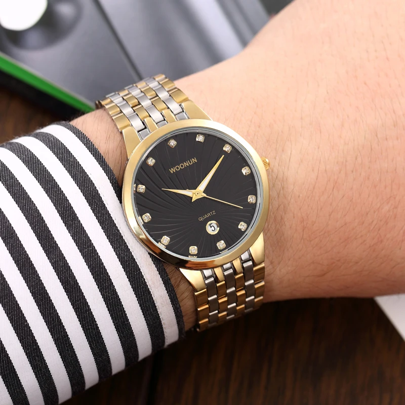 2020 Luxury Business Gold Watches Men Diamond Watches Stainless Steel Quartz Wristwatches Gents Boss Watches Relogio Masculino