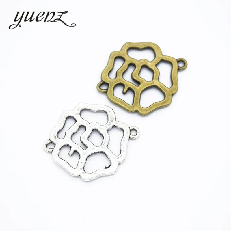 YuenZ 8pcs 2 colour Antique silver color Jewelry DIY flower Charms Pendant Necklace, earring Bracelet 28*23mm Q1137