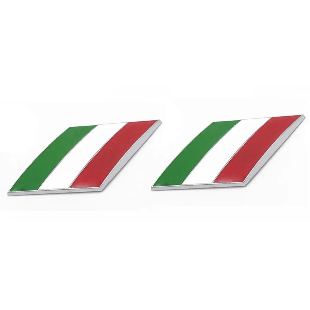 DSYCAR 2Pcs/Pair 3D Metal Italy Flag Car Body Side Fender Rear Trunk Emblem Badge for Ferrari Maserati Alfa Romeo FIAT Lamborghi