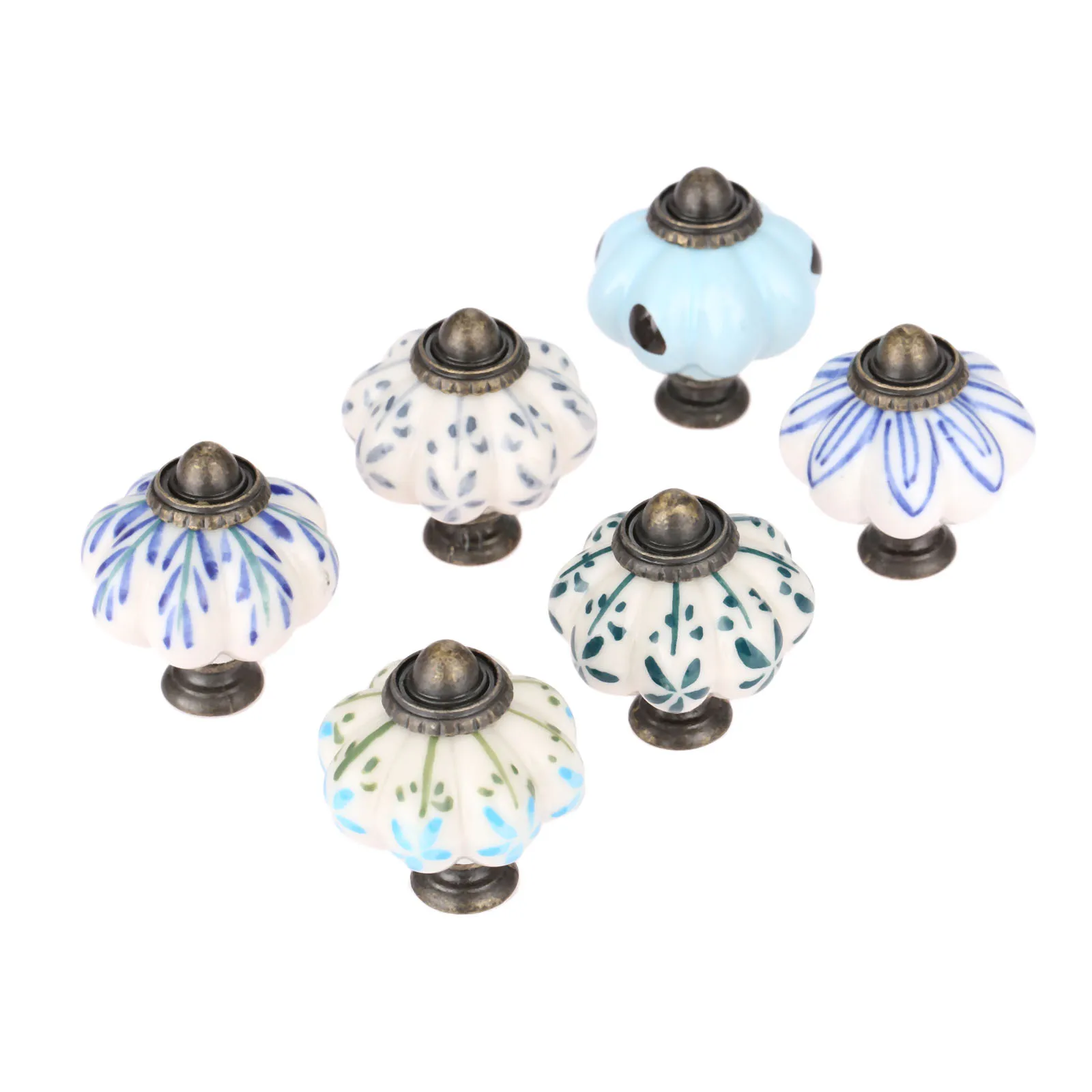 Antique Ceramic Pumpkin Cabinet Handle Knobs Classical Furniture Handles Door Knob Drawer Cupboard Kitchen Pull Handle 38*33mm