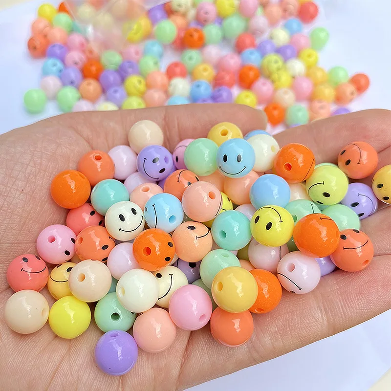 8/10/12/14/16/18/20mm Acrylic Smile Face Round Smiling Beads For Jewelry Making Handmade Diy Bracelet Necklace Earrings