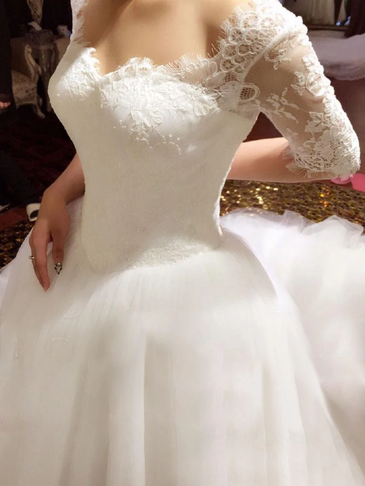 Vestido de noiva conciso com meia manga renda 2018 vestido de novia personalizado querida boné manga bola mãe da noiva vestidos