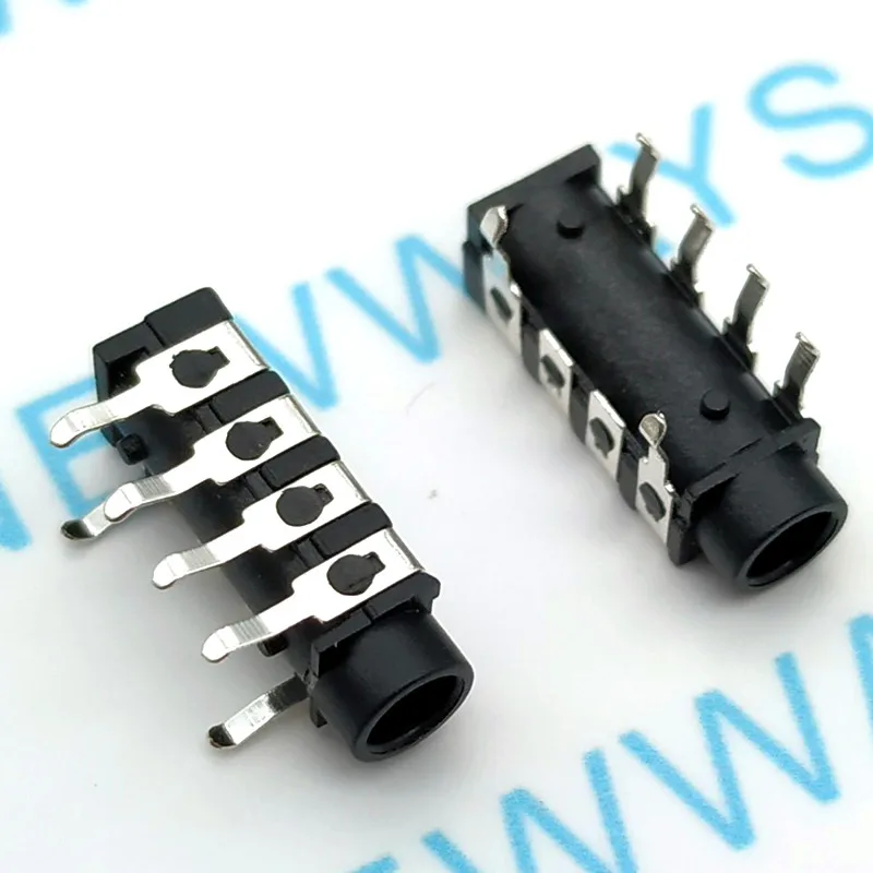 10Pcs Pj-313B Four-Section Pin 4 Section 3.5 Headphone Jack Mp345 Audio Quadrupole Socket