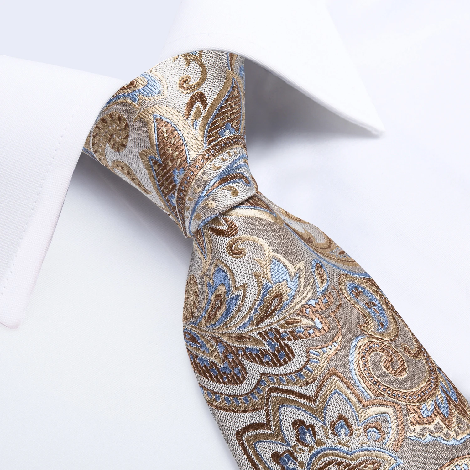 Modische Paisley-Herrenkrawatten in Gold, Türkisgrün, Schwarz, 8 cm, Business-Hochzeits-Accessoires, Krawatte, Geschenk für Männer, DiBanGu – Detail 9
