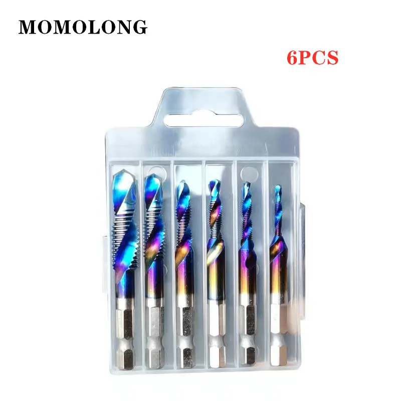 M3 M4 M5 M6 M8 M10 Tap Drill Bits 1/4 Hex Shank Machine Hand Taps Titanium Coated HSS Drilling Tap Bits Thread Screw Tools