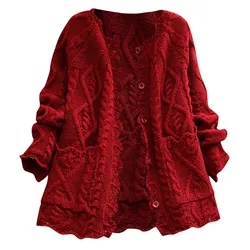 PEONFLY 2021 Fashion Women Weave Solid Sweater Cashmere Cardigan Sweater High Quality Casual Elastic Jumper Girl Red  white