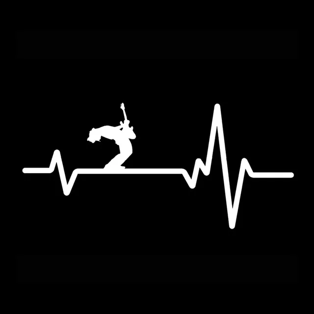 

15.4CM*7.2CM Fun Heart Beat Line GUITAR ROCK OUT Vinyl Car Sticker