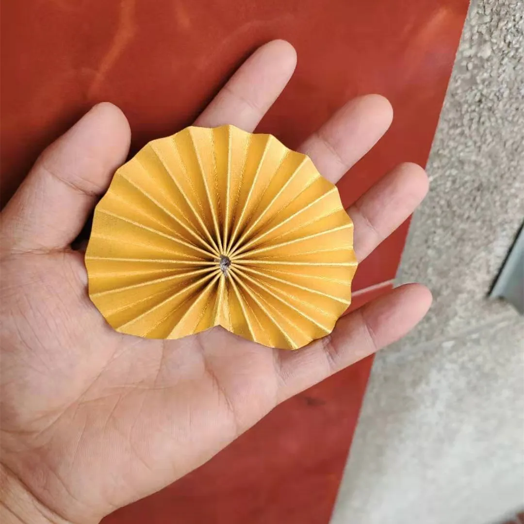 Paper fan decoration paper fan background decoration handmade origami fan finished lotus leaf flower window gift box decoration