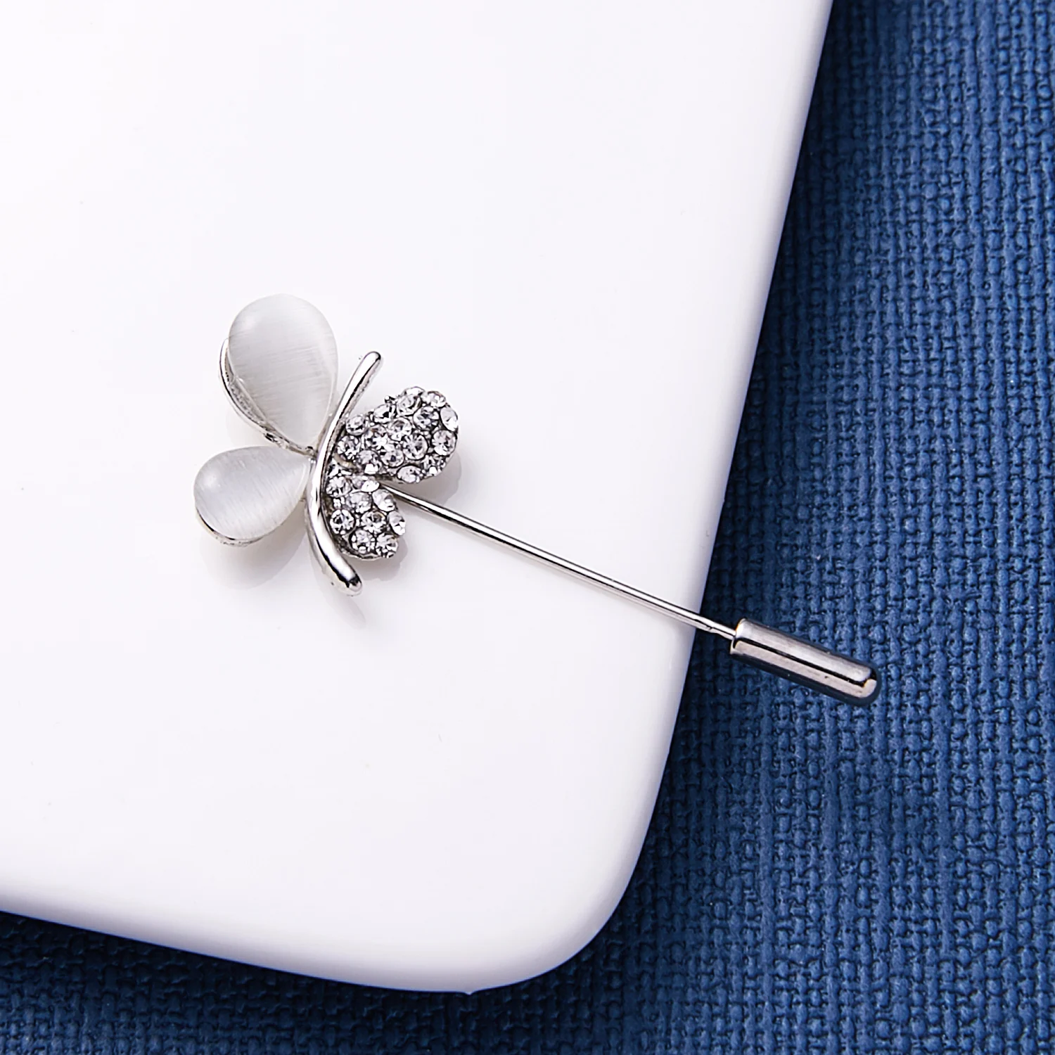 Rinhoo Vintage Crystal Flower Suit Brooches Pin Simple Letters Butterfly Crown Round Leaf Long Needle Lapel Pins Wedding Jewelry