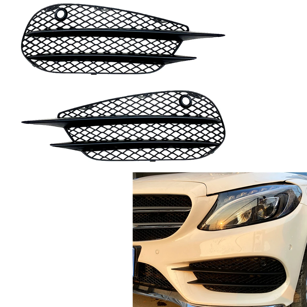 For Mercedes-Benz C Class W205 C180 C200 C260 Sport 2015-2018 Side Air Vent Intake Frame Grill Front Bumper Fog Light Cover Trim