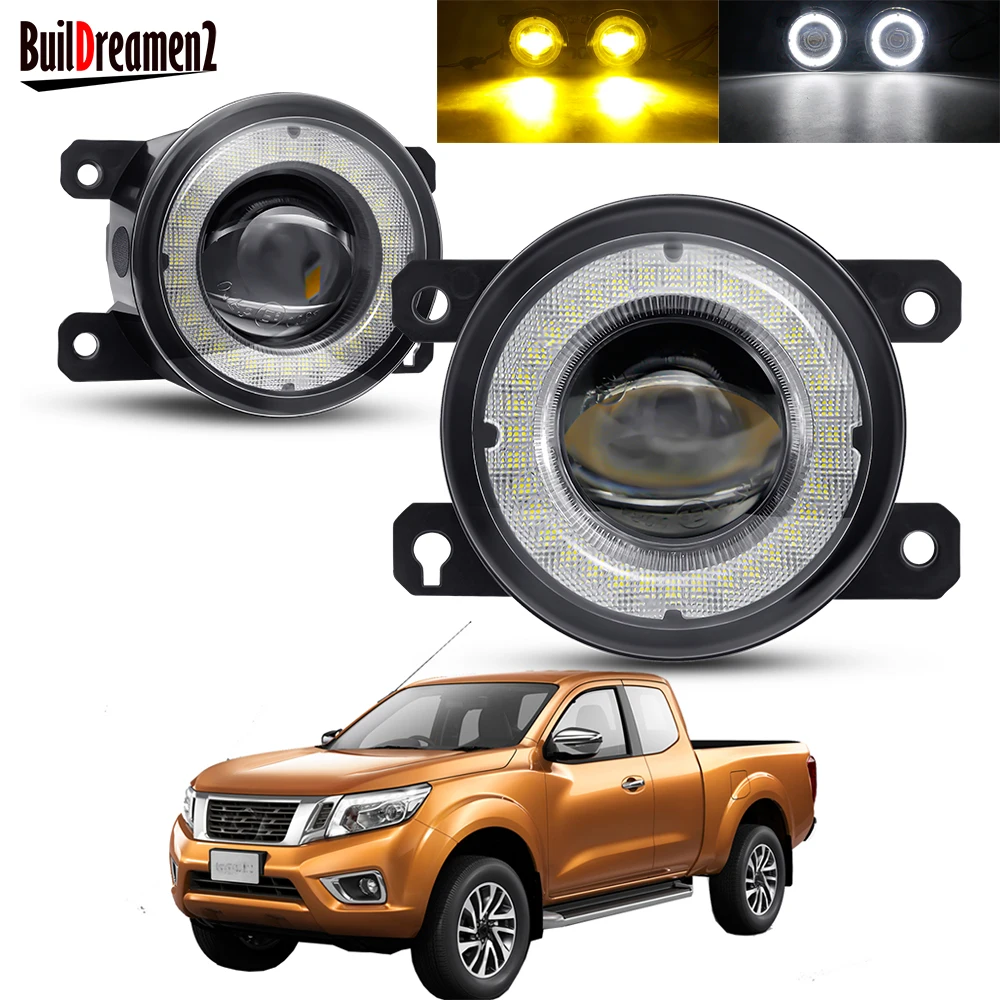 2 X Car Front Bumper LED Lens Fog Light Assembly Angel Eye Daytime Running Lamp DRL 30W H11 12V For Nissan Navara D40 2005-2012