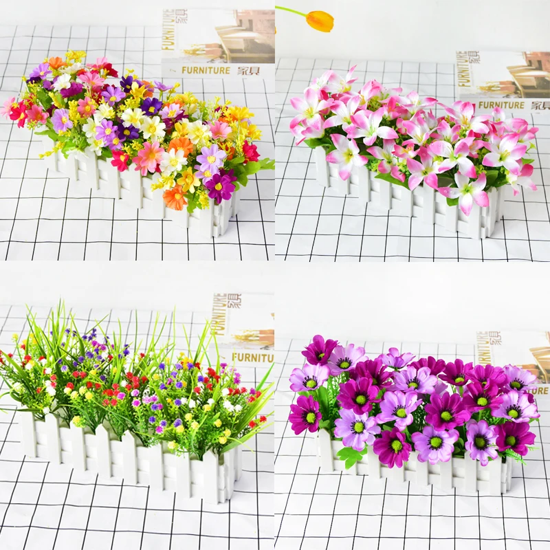 30 fence set ornaments garden simulation silk decoration indoor wine cabinet living room windowsill plastic false flower potted