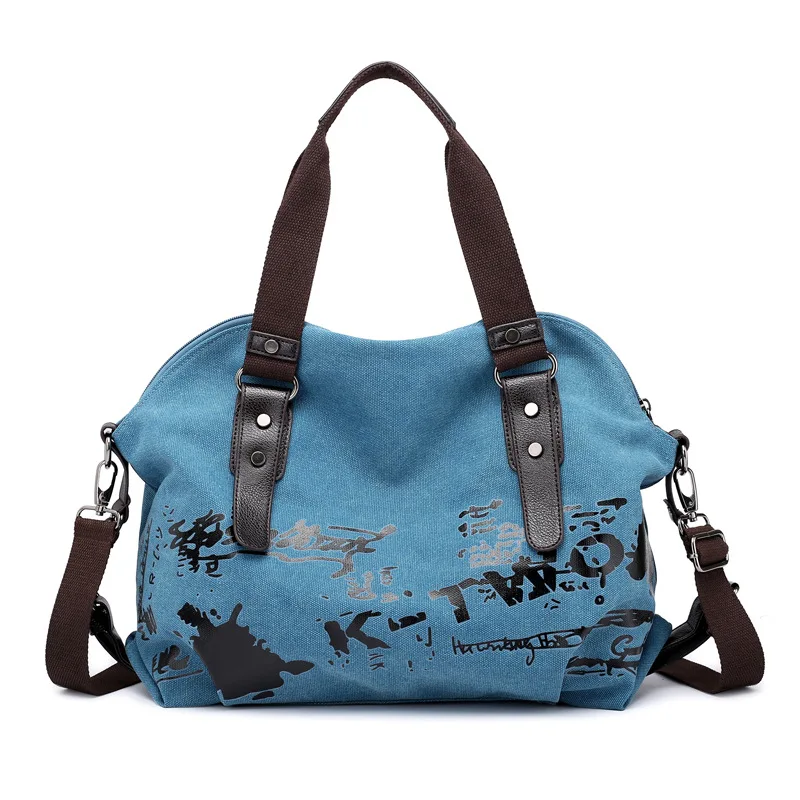 New summer best-selling canvas print handbag, graffiti shoulder cross-body bag