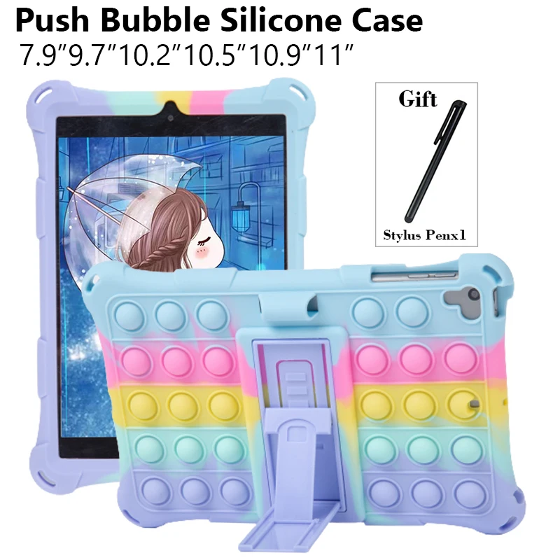 Push It Bubble Silicone Case for ipad Pro 119.7 2018/2017 5/6th Air 3 10.5 Case Cover iPad 10.2 7/8th mini 1/2/3/4/5 Table Case