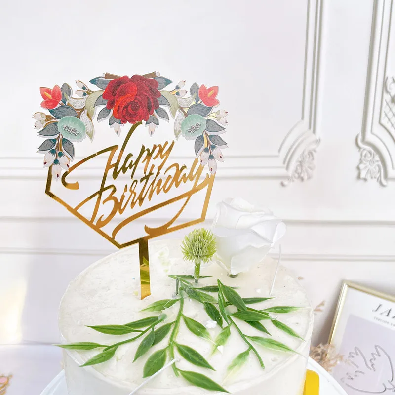 Acryl Happy Birthday Cake Topper Schlichter Goldener Geburtstagstorten-Aufsatz für Kinder Feiertagsgeschenk Dessert-Dekoration Babyparty – Detail 11