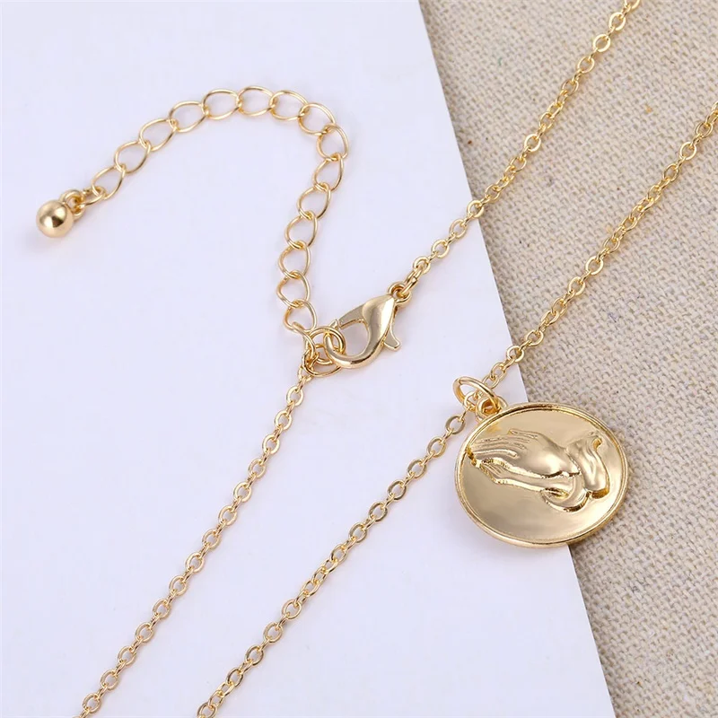 FNIO 2019 Gold Color Chain Cross Necklace for Women Moon Pendant Necklace Religious Retro Charm Necklace Necklace Jewelry image 5
