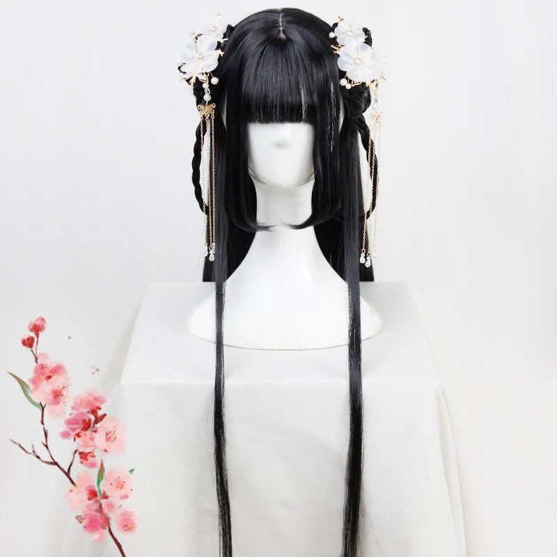 Anime Mo Dao Zu Shi Jiang Yan Li Cosplay Wig Anime Lolita Coplay Wig Black Straight Synthetic Hair Ancientry Wig For Halloween