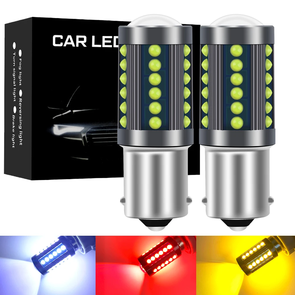 2PCS 1156 BA15S P21W S25 7506 1157 LED Bulbs High Power 36pcs COB SMD Super Bright 1000LM Replace For Car Reversing Light White