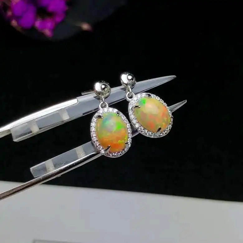 

Natural Real OPal Earrings, 925 Sterling Silver Fine Elegant Jewelry for Women Earring