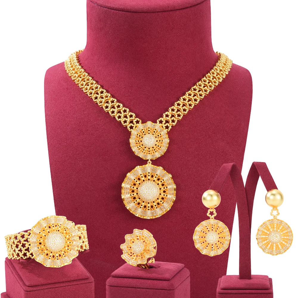 

missvikki Original Luxury Necklace Bangle Earrings Ring Jewelry Sets For Women Wedding Russia Dubai Bridal Party Jewelry Sets
