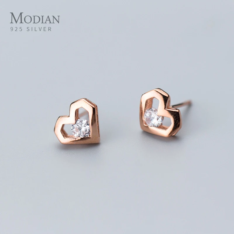 

Modian 2021 New Authentic 925 Sterling Silver Clear CZ Special Design Cute Stud Earrings for Women Wedding Fashion Jewelry