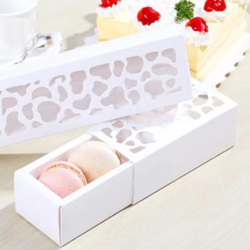 30Pcs Hollow Macarons Box Cookie White Package Baking Small Cake Boxes for Chocolate Muffin Biscuits Luxury Wedding Party Decor