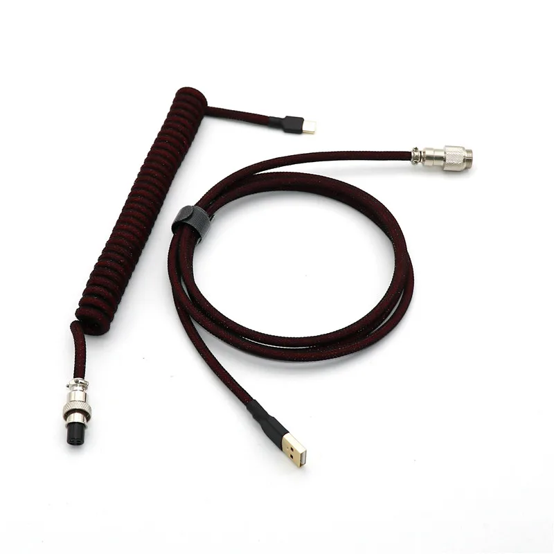 Angitu مزدوجة الأكمام ملفوف لوحة المفاتيح الميكانيكية كابل يو إس بي لنوع C مع GX16 الطيار