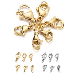 30Pcs/Lot Stainless Steel Lobster Claw Clasps Jump Rings For DIY Necklaces Bracelet Connector Jewelry Findings Making Supplies