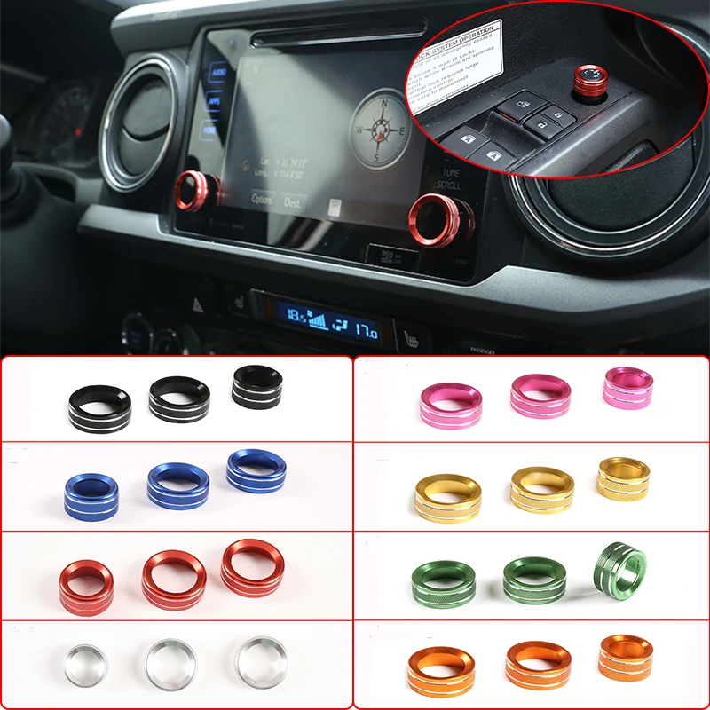 

Aluminum Alloy Car Rearview Mirror Adjust Knob Cover & Volume Knobs Ring For Toyota Tacoma 2016-2019 Auto Interior Accessories