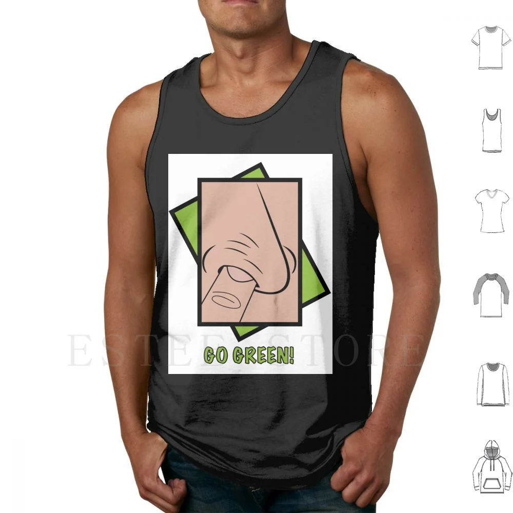 Go Green Tank Tops Vest Sleeveless Green Environment Funny Pick Gross Middle Finger Nose Booger Snot Go Green Cute Humor