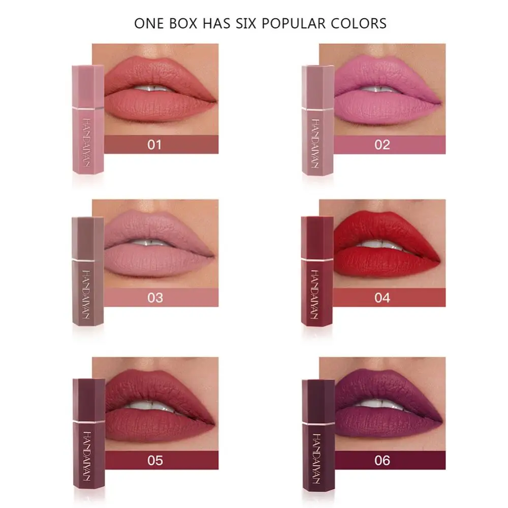 80% Hot Sale HANDAIYAn Matte Long Lasting Non Sticky Waterproof Lipstick Lip Gloss Cosmetic