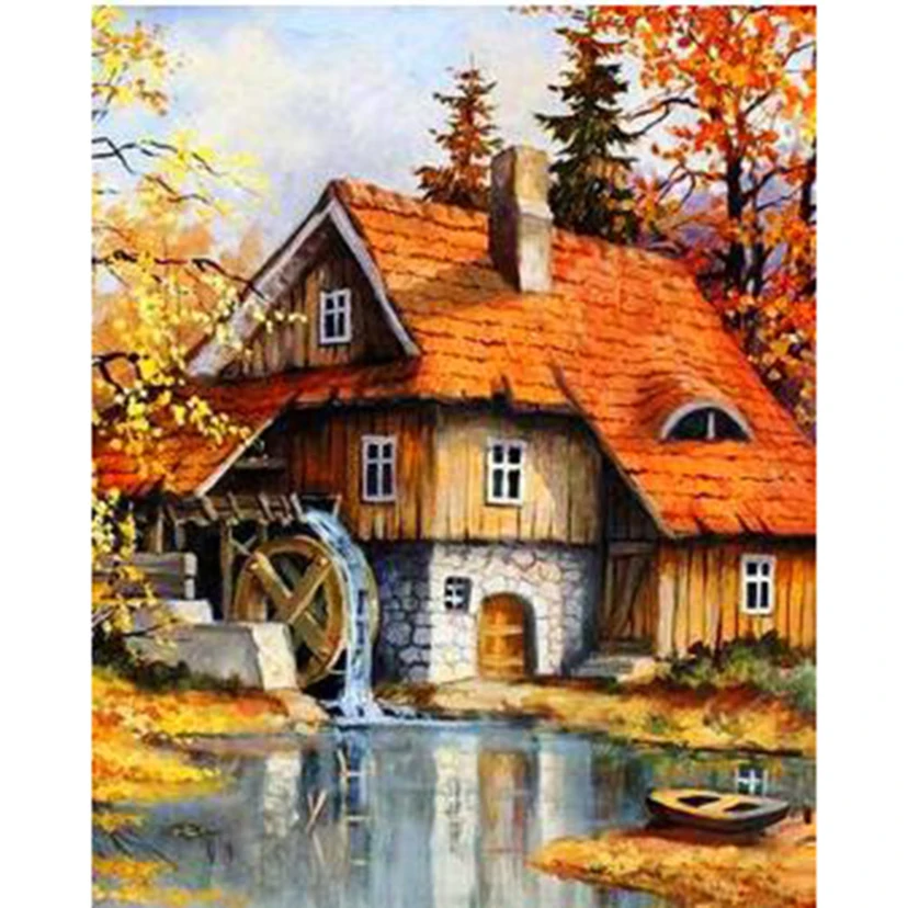 5D DIY Diamond Painting Landscape Painting Square Round Diamond Embroidery Field Picture Mosaic Home Decoration Gift WG2756