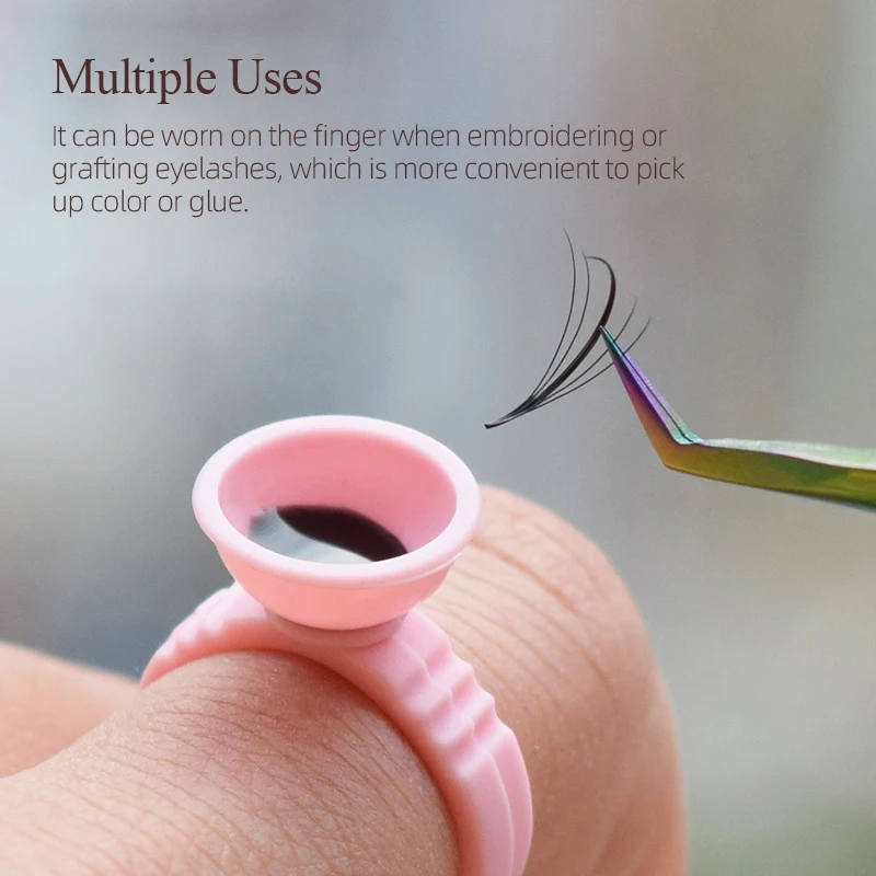 Wholesale 100pcs Glue Ring Tattoo Ink Rings Cups Permanent Makeup Pigment Holder Eyebrow Eyelash Extension Lash Tools Supplies