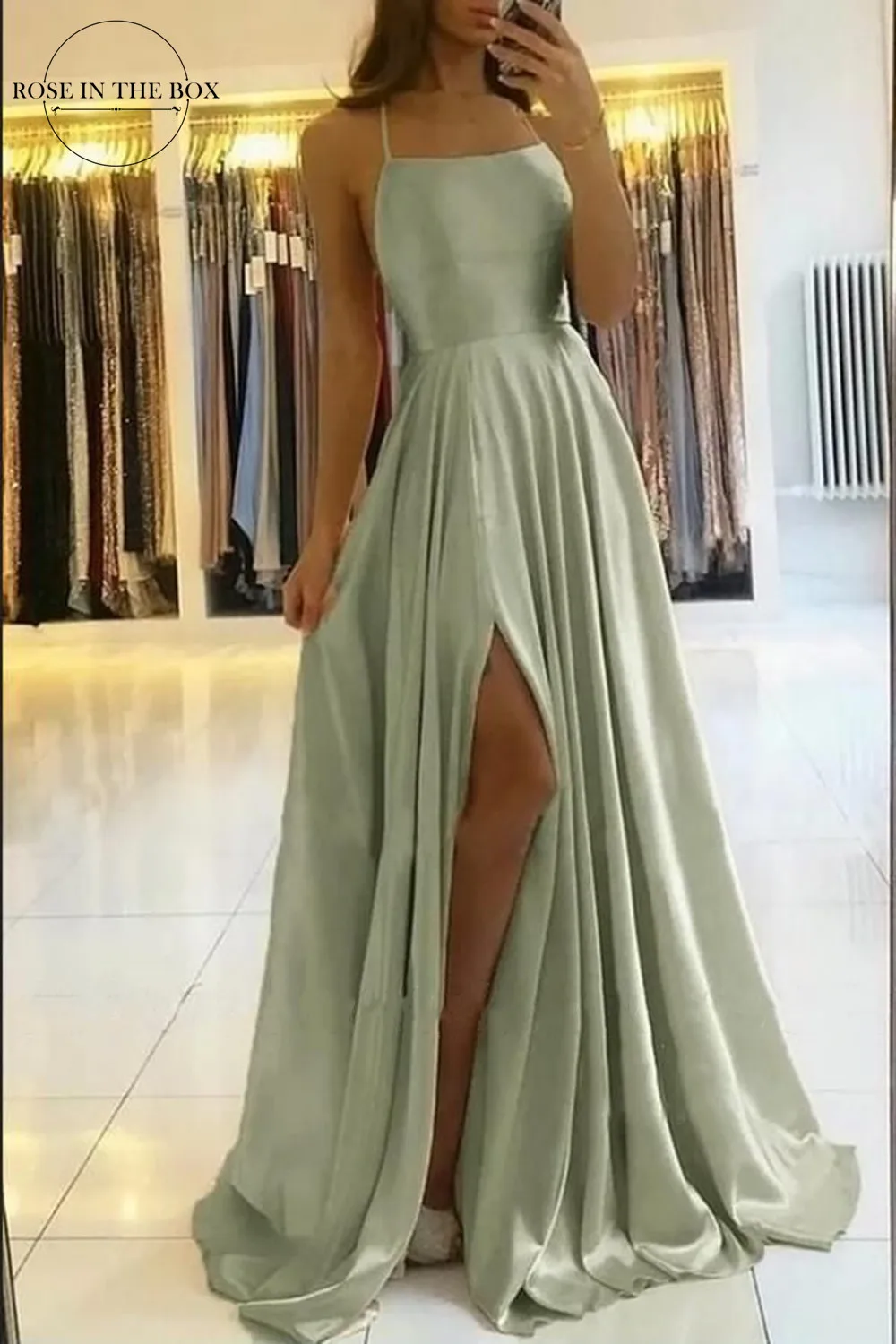 Sexy Backless Long Evening Dress For Women 2024 Elegant Navy Blue Spaghett Straps Slit Satin Prom Party Gowns Vestidos De Gala