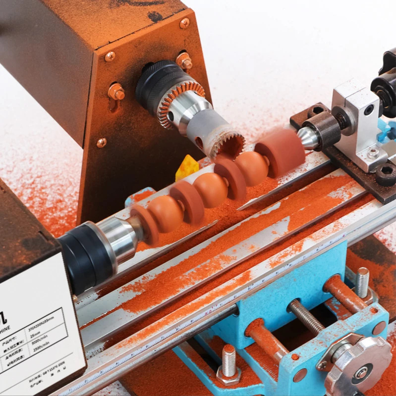 220V Mini Wood Lathe Machine DIY Woodworking Beads Small Lathe Polishing and Cutting Bead Round Perforated Wooden Bead Machine