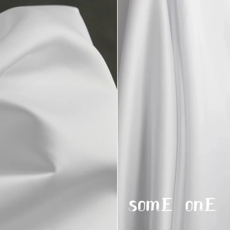 Mercerized Silk Satin Fabric White Polyester DIY Decor Lining Skirt NightGown Suits Evening Dress Clothes Designer Fabric