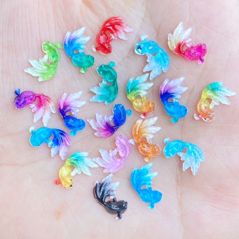 50Pcs Acrylic Lovely Mixed Mini Goldfish Flatback Cabochon Scrapbook Kawaii DIY Embellishments Accessories J95