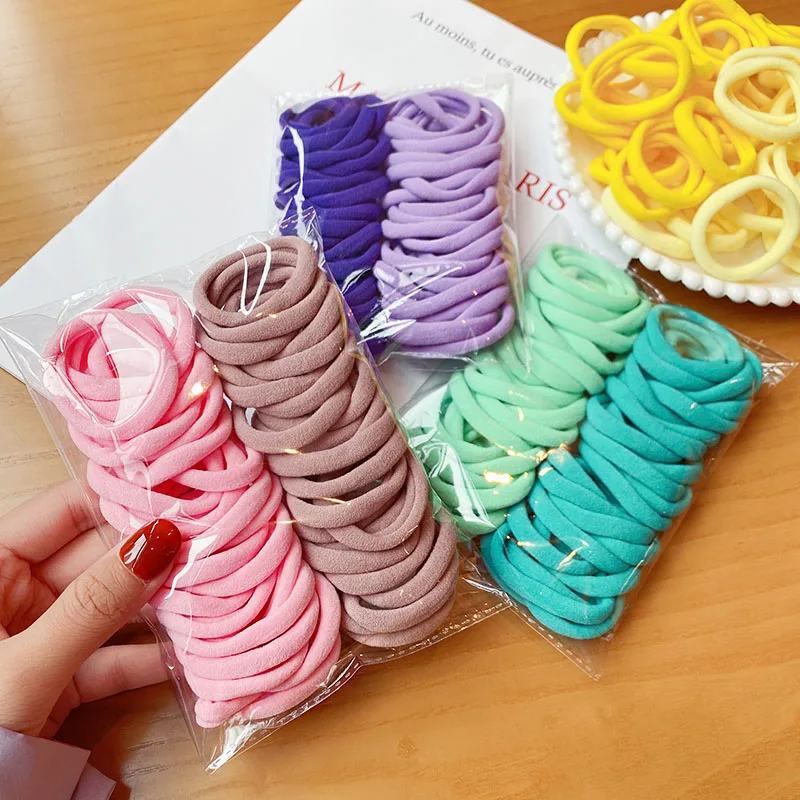 50PCS/Set New Women Girls Candy Colors Nylon Basic Scrunchie Hair Tie Ponytail Hold Hair Rubber Bands Fashion Hair Accessories