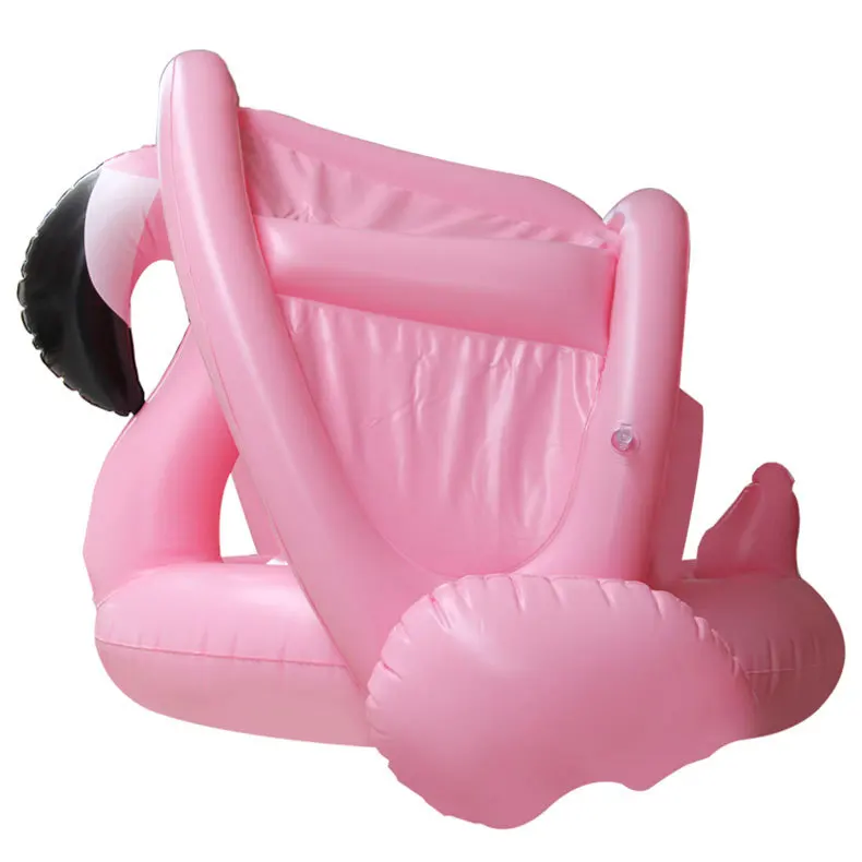 Baby Pool Float Seat with Sunshade Awning Inflatable Flamingo Swan Swimming Float Tube Kids Summer Pool Toys Swim Ring