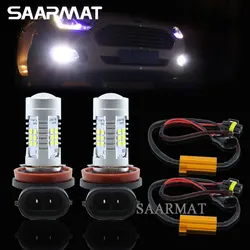2x H8 H9 H11 White 6000K LED Fog Light DRL Daytime Running Lamp + Canbus Decoders For Mercedes W211 W212 W164 W221 CLS W219 C219
