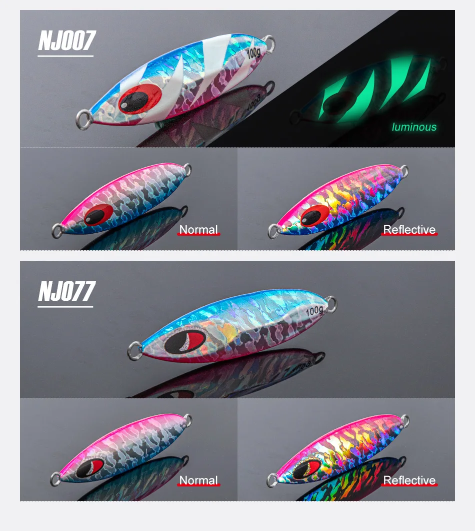 NOEBY Leuchtender Slow-Pitch-Jig 60-210g Metall-Jig Langsam Sinkend Salzwasser Bootsangeln Offshore-Jigging – Detail 11
